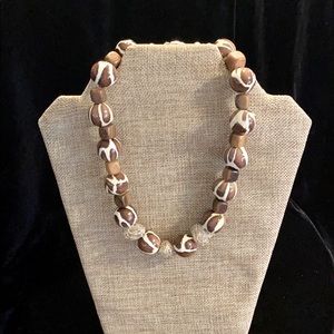 Custom 19in Wood & Sterling Necklace